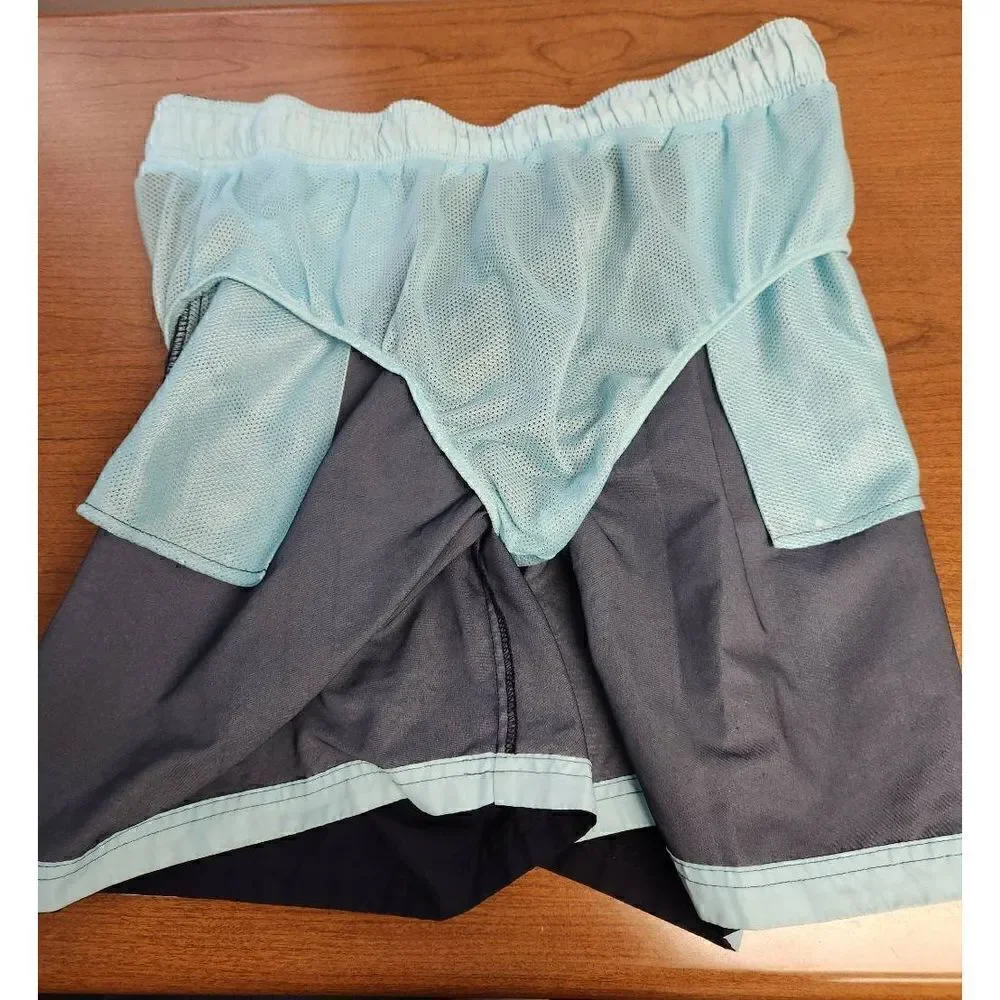 George mens large Navy swim trunks with light blue lining